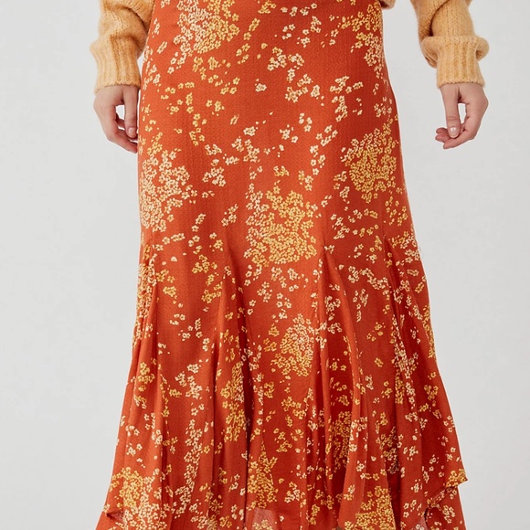 Free People Backseat Glamor Skirt in Terra Cotta combo sz 6 NWT - Picture 2 of 4